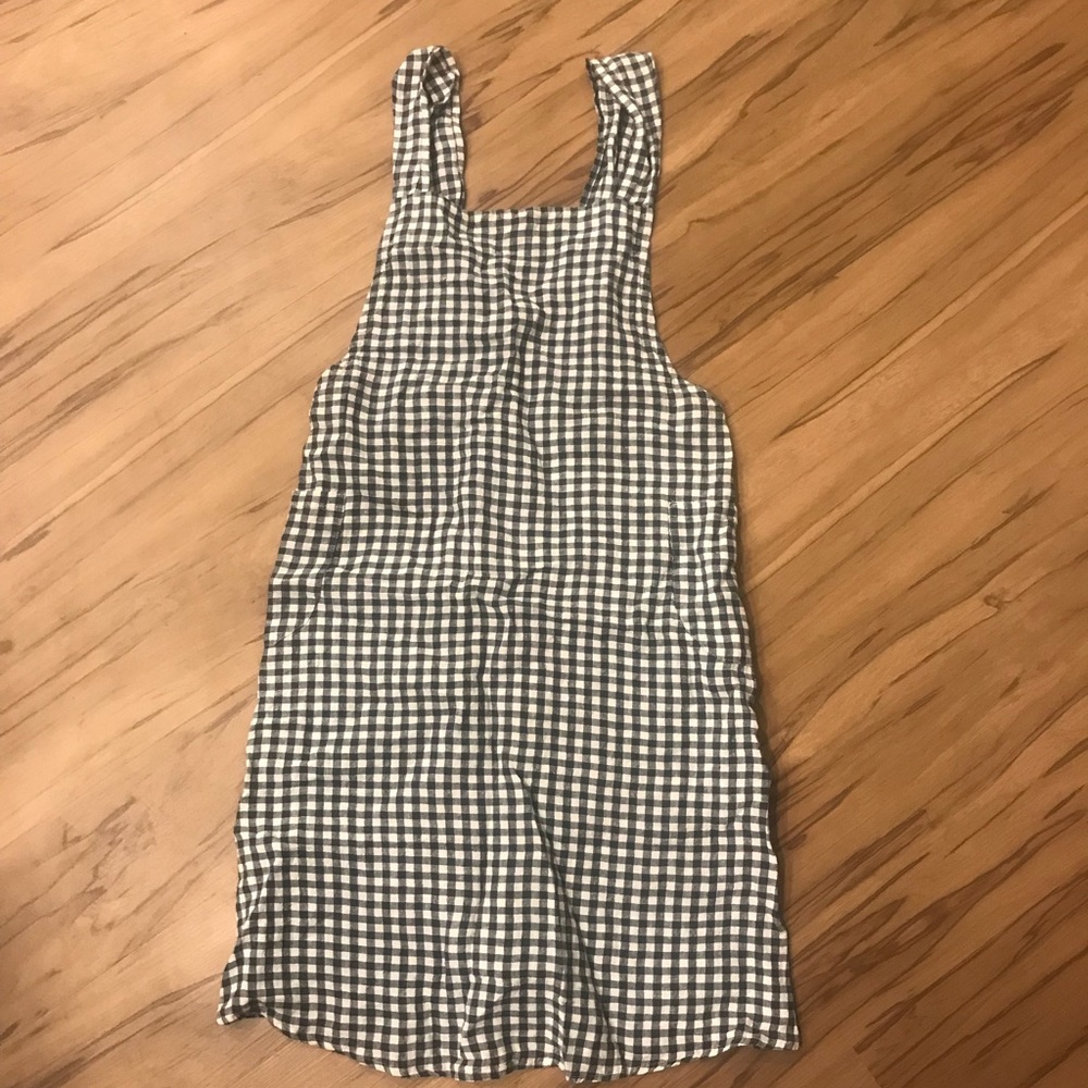 Handmade checkered cross back dress with pockets!